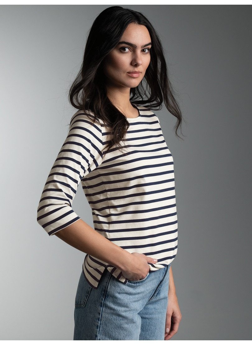 Trigema T-Shirt TRIGEMA 3/4 Arm T Shirt mit Ringelmuster "Sail" (1-tlg)