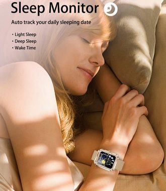 Efolen IP68 Wasserdicht für Frauen Smartwatch (1,59 Zoll, Androird / iOS), mit Telefonfunktion Herzfrequenz Blutdruck SpO2
