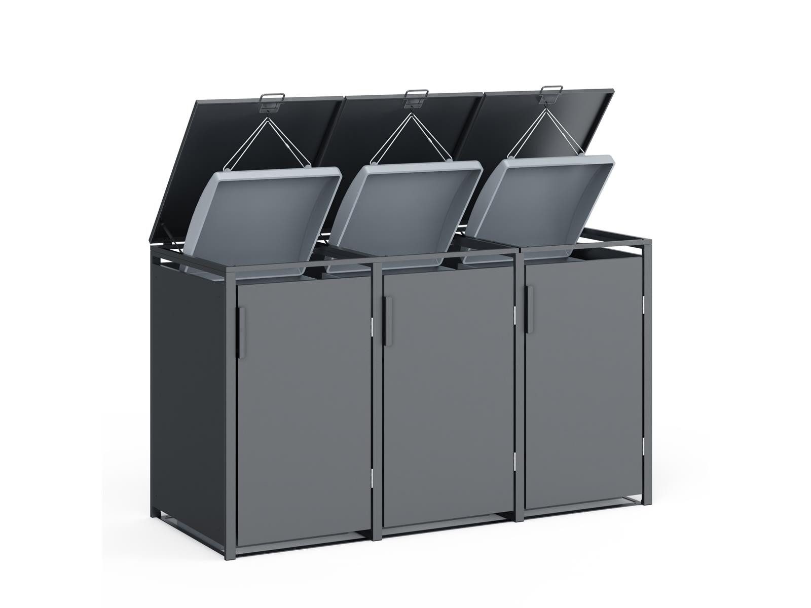 Green Spirit Mülltonnenbox 3er Mülltonnenbox, 198,5x80x116cm, Stahl, anthrazit (Set, 1 St., für 3 Mülltonnen), Mülltonnen