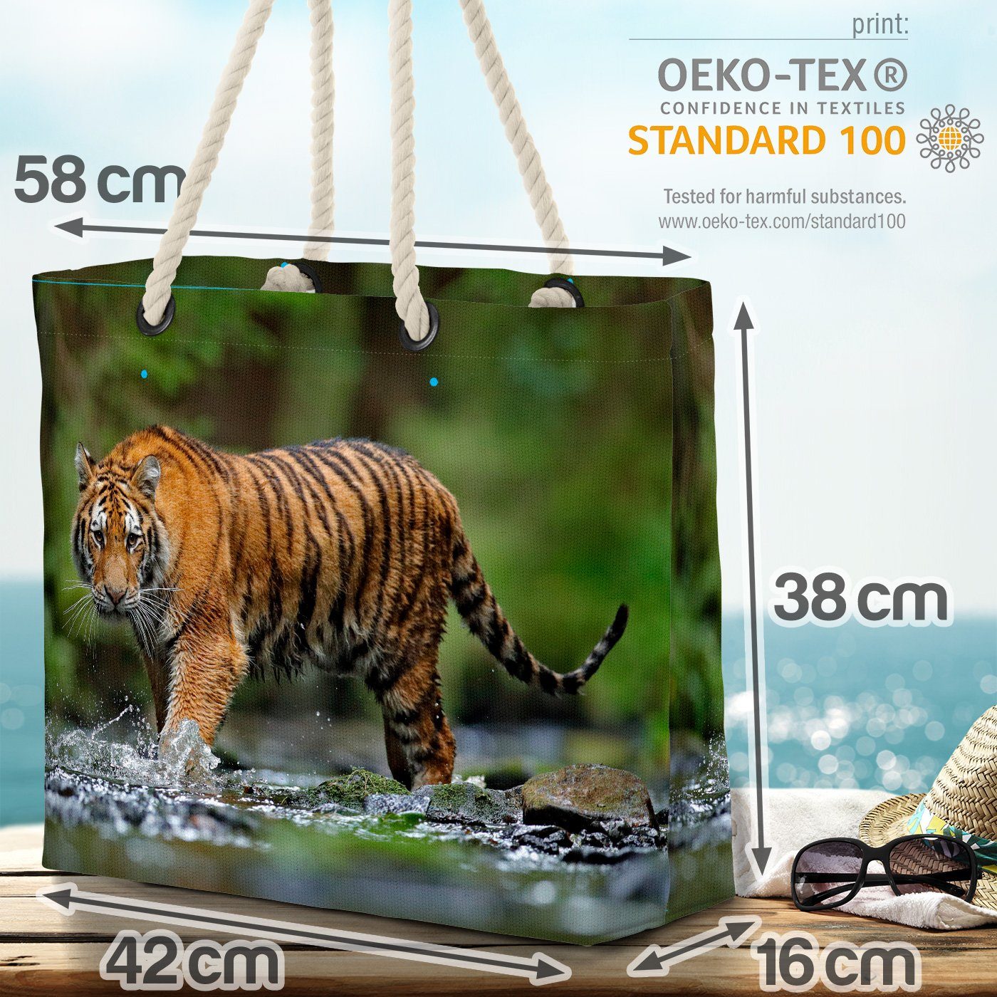 Sibirischer Bag Tiger VOID Dschungel Safari (1-tlg), Beach Raubkatze Urwald Katze Henkeltasche Tiger