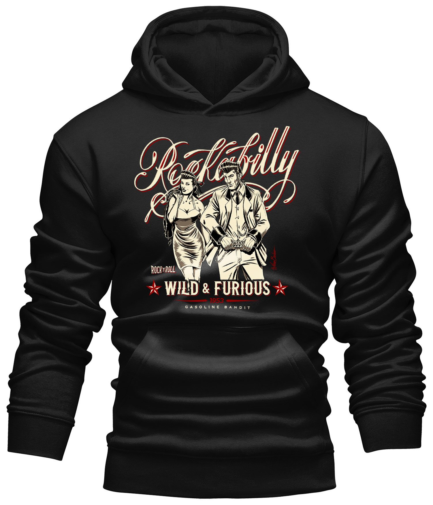 GASOLINE BANDIT® Kapuzensweatshirt Hoodie für Rockabilly Fans: Wild and Furious