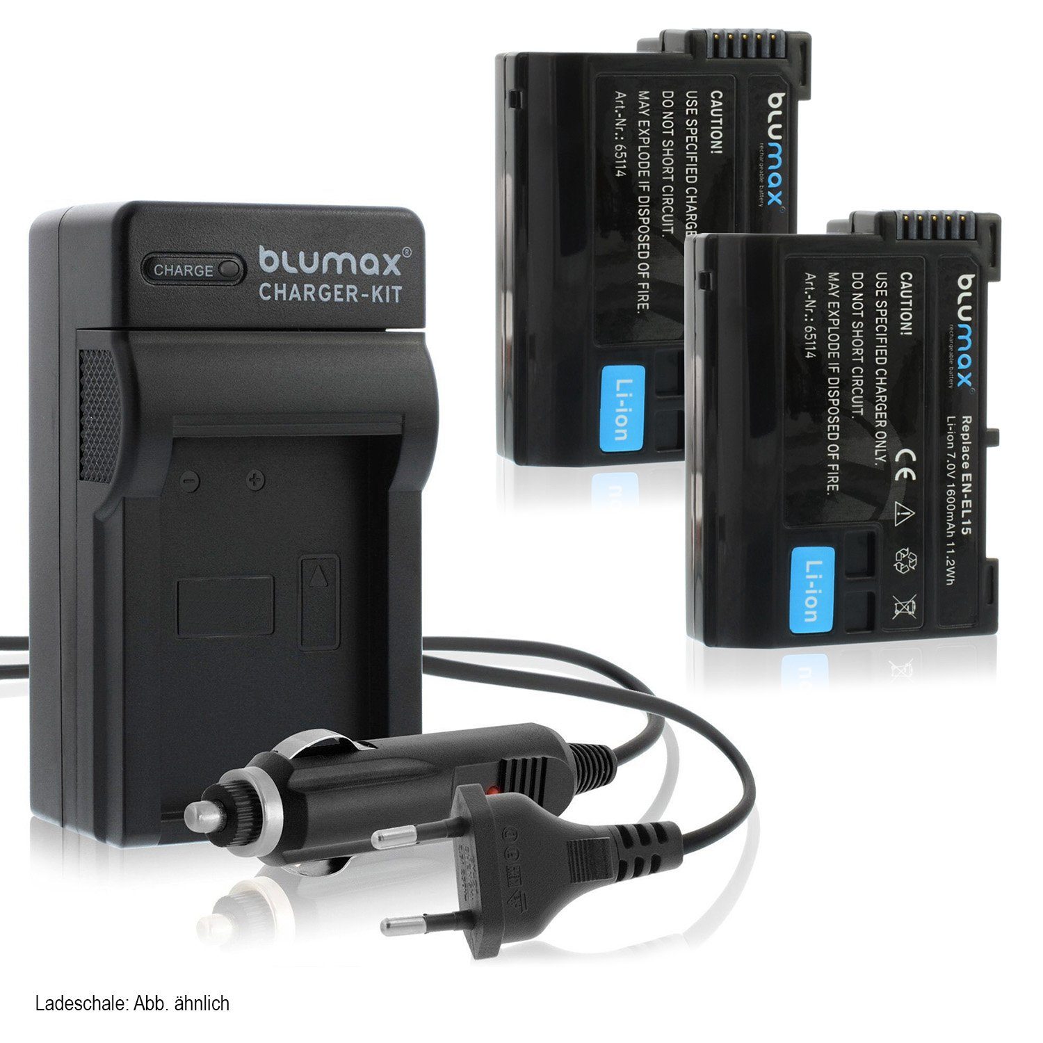 Blumax Set mit Lader für Nikon EN-EL20,1 J1,1 J2, 800 mAh Kamera-Akku