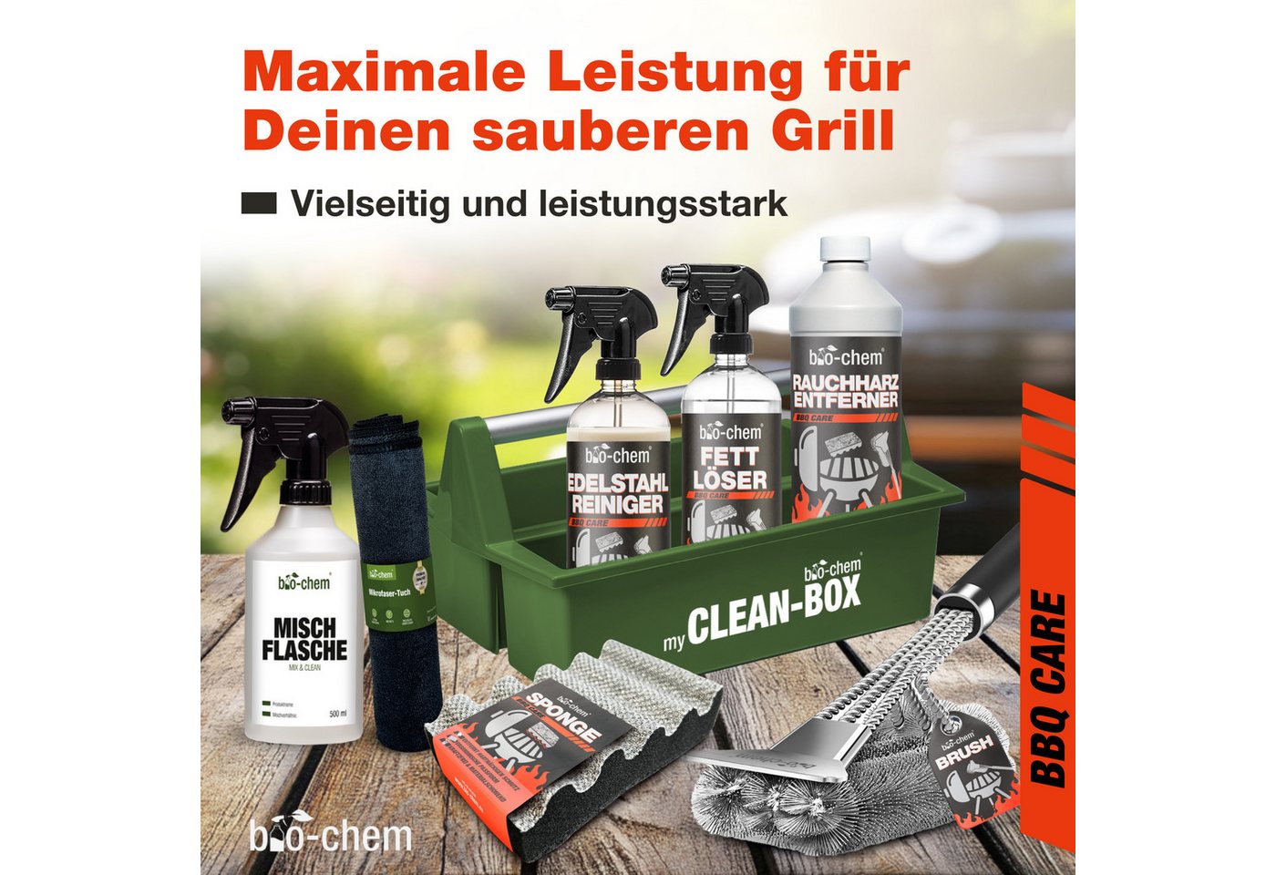 Thumbnail - bio-chem Grillreiniger SET 8-teilig – Komplett-Set für Reinigung & Pflege Grillreiniger (Sparpaket, [- Grillreinigung PR...
