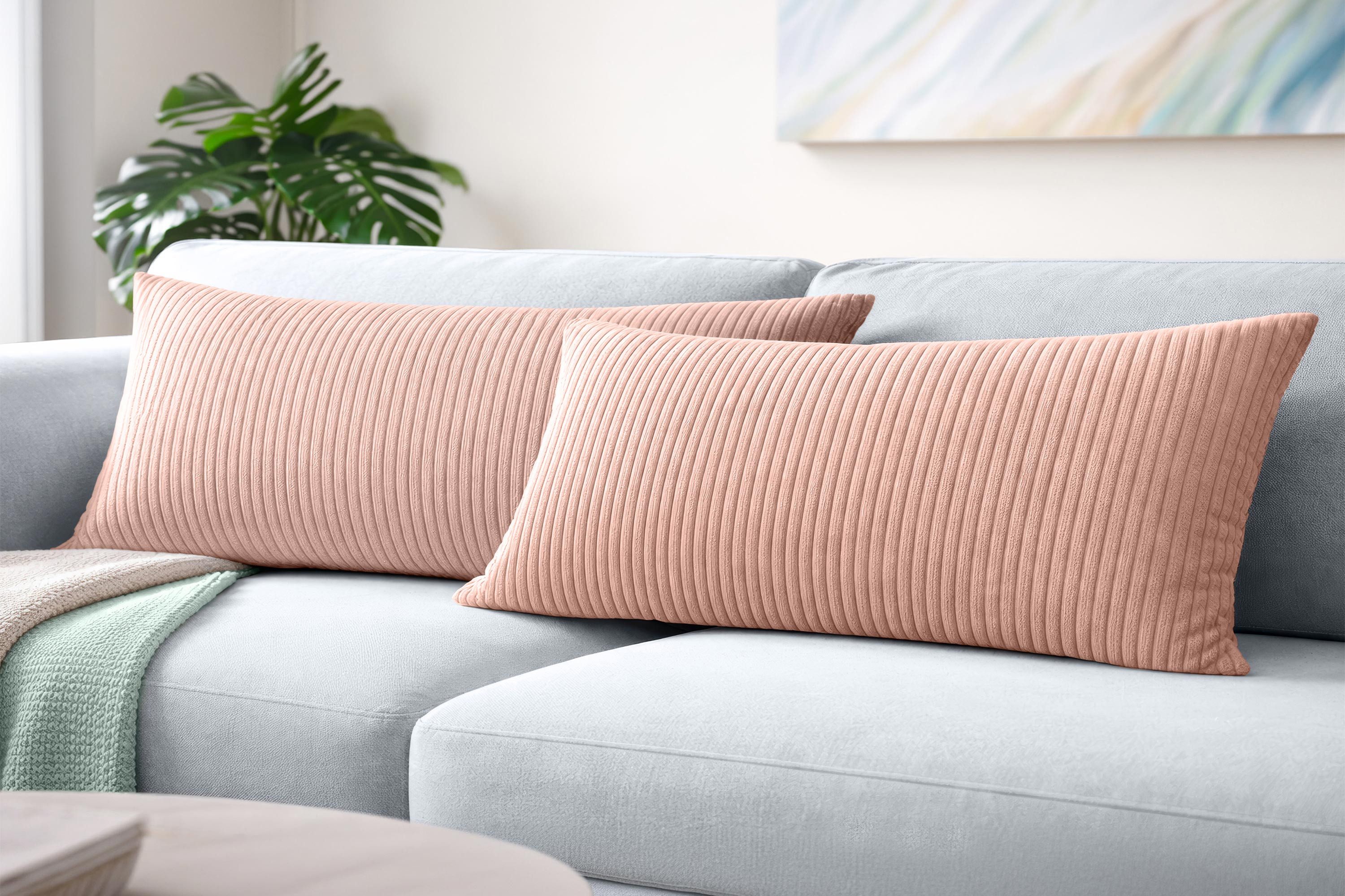 Amilian Kissenbezüge 40x80 cm 2er Set Cord-Optik Hotelverschluss - Zierkissenhülle Sofa, weich, pflegeleicht, formstabil