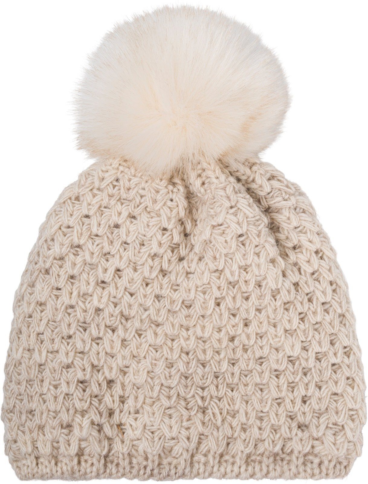 styleBREAKER Bommelmütze Kinder Bommelmütze V-Muster Gehäkelt (1-St)