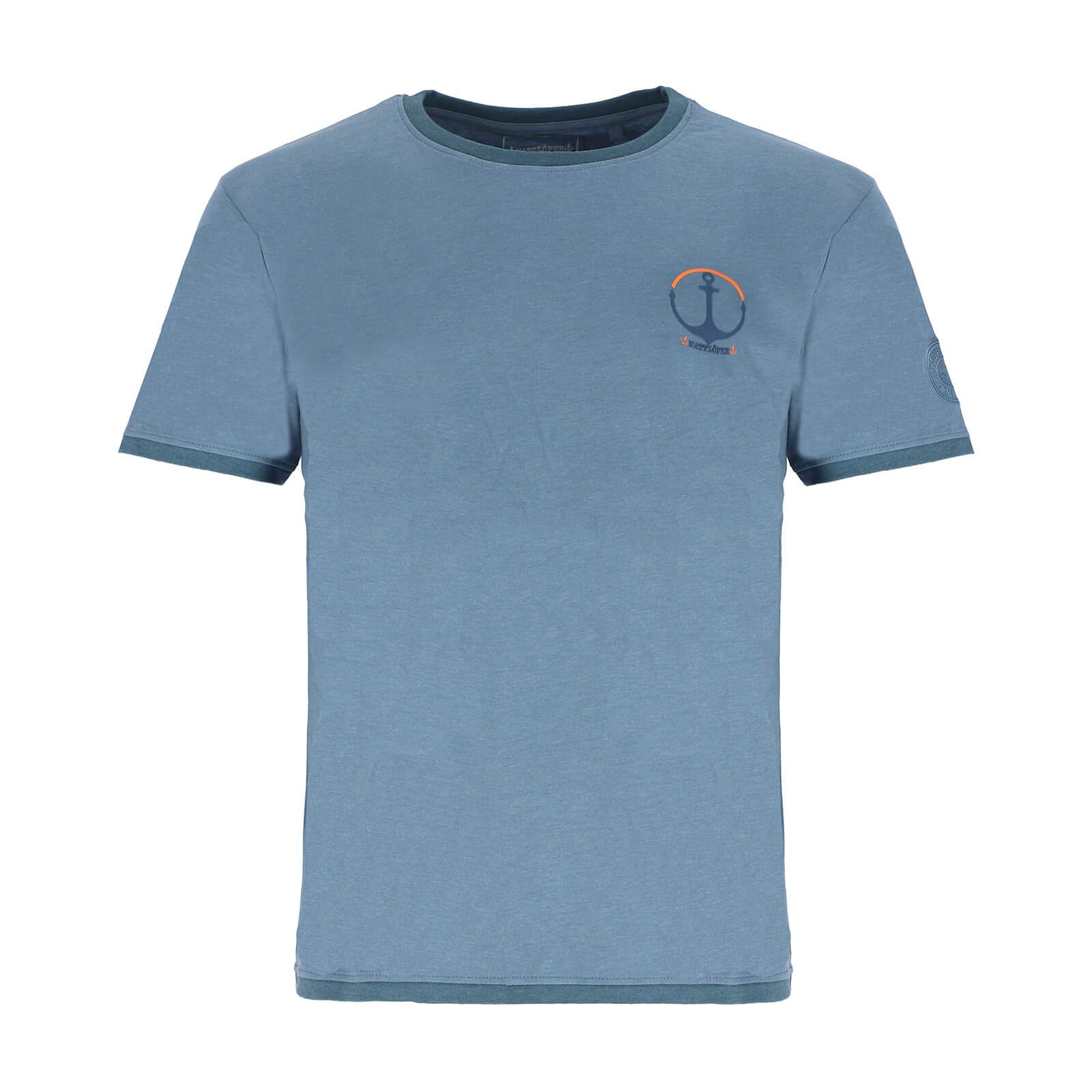Wattlöper T-Shirt 11407 Herren Kurzarm-Shirt Anker-Kreis-Print - Rundhalsshirt Maritim Sommershirt & Freizeitshirt Rundhalsausschnitt, hochwertige Details