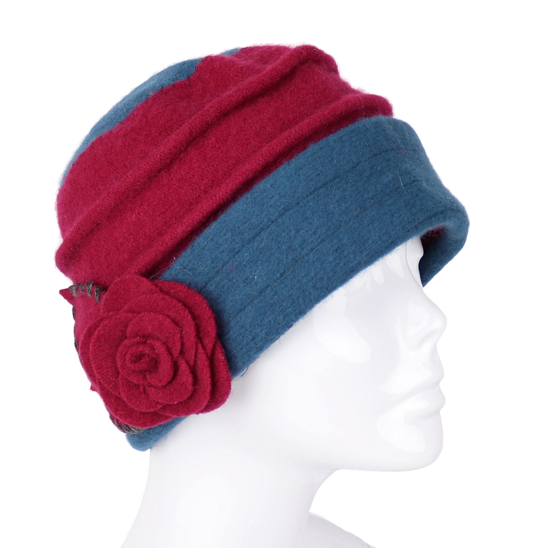 MIRROSI Filzhut Damen Wollfilzhut Wollhut mit Blumen 100% Schurwolle