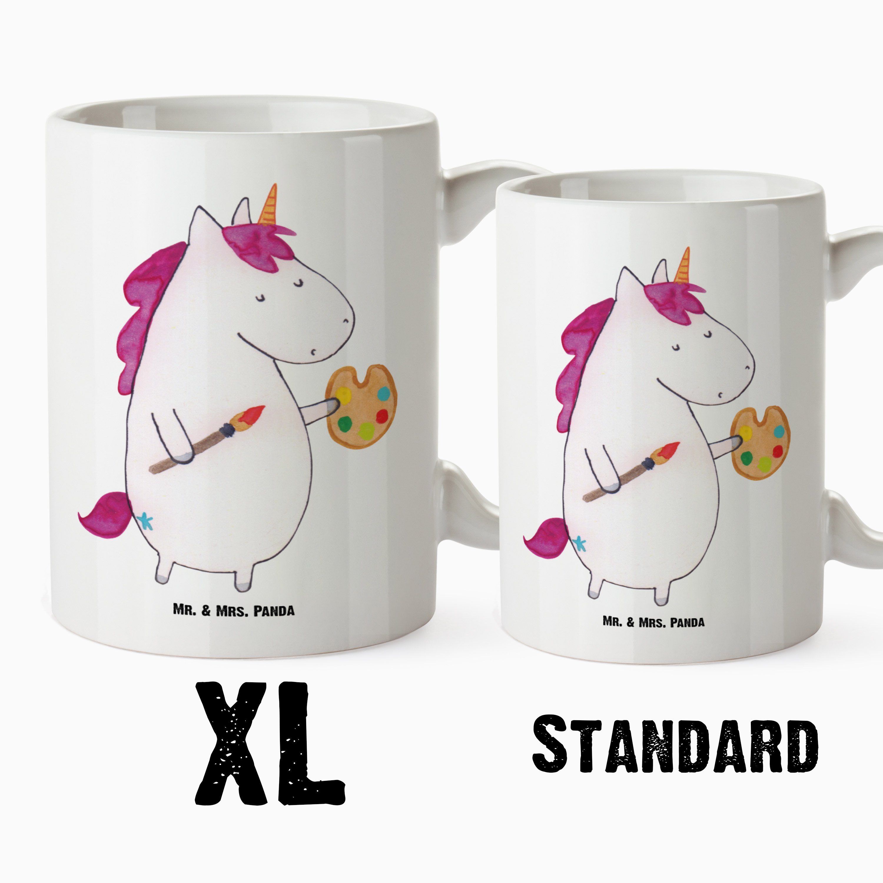 Geschenk, - - XL & Tasse Becher, Mr. Mrs. Pegasus, Einhorn Keramik XL Tasse Weiß Jumbo Tasse, Panda Künstler