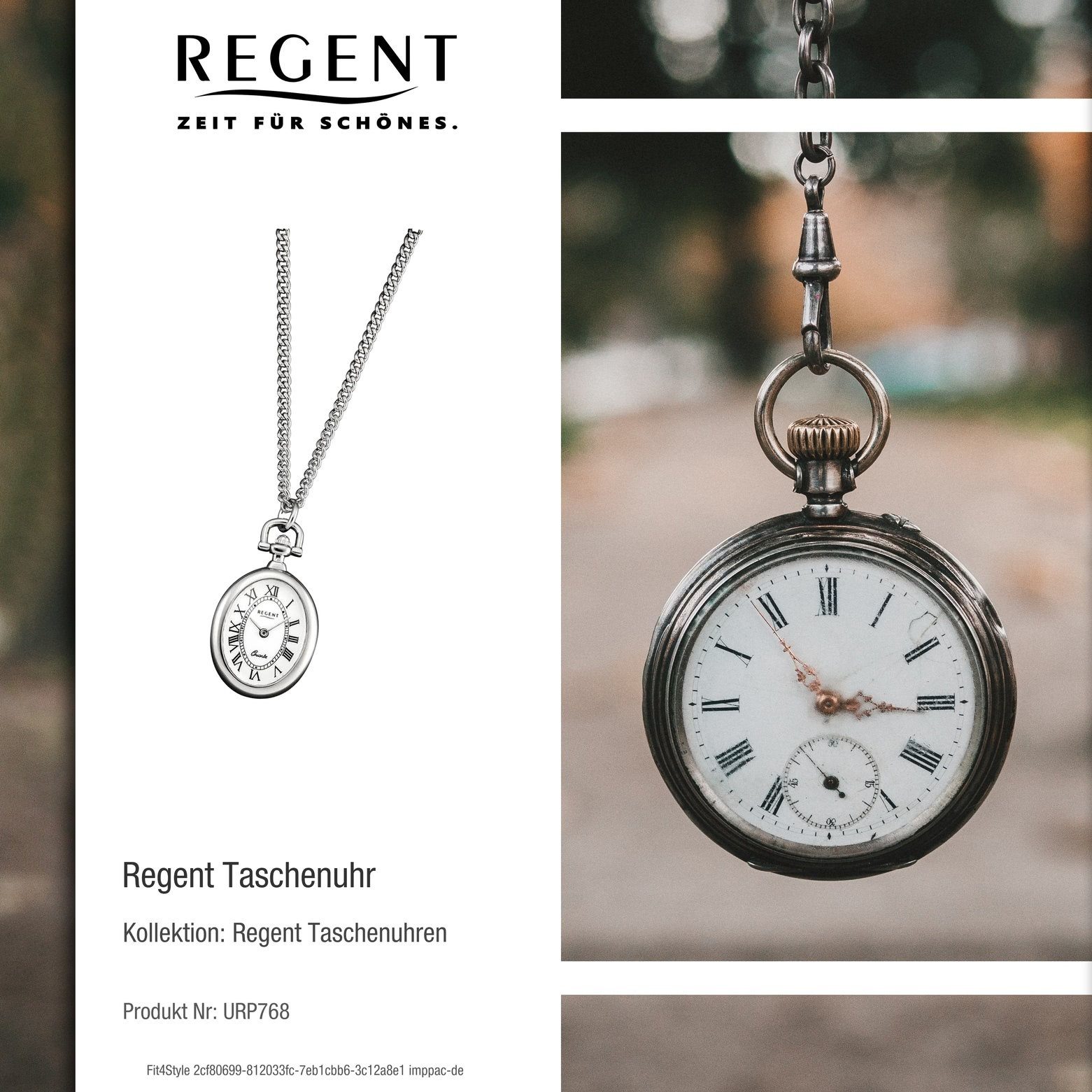 Regent Taschenuhr Taschenuhr Regent Elegant Metall, groß 21x26mm), extra Herren Analog rund, (ca. (Analoguhr), Herren Gehäuse, Taschenuhr