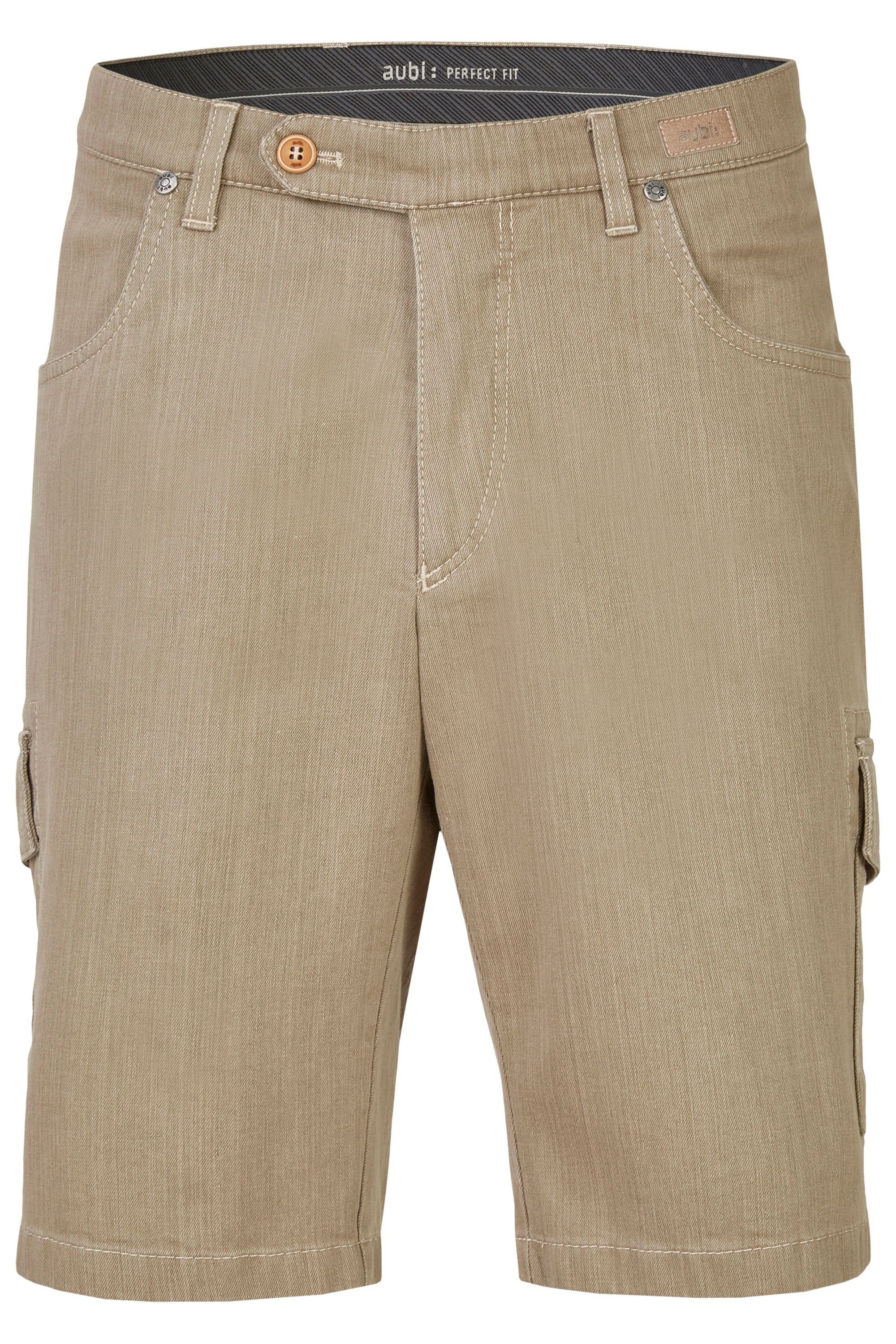 aubi: Bequeme Jeans beige Sommer Stretch aubi Herren (21) Shorts 616 Baumwolle Perfect Jeans Cargo High Flex Modell Fit aus