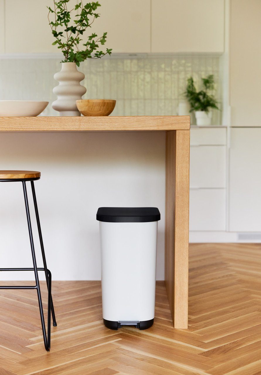 ROTHO Mülleimer Rotho Treteimer Ribo 35 L weiß grau