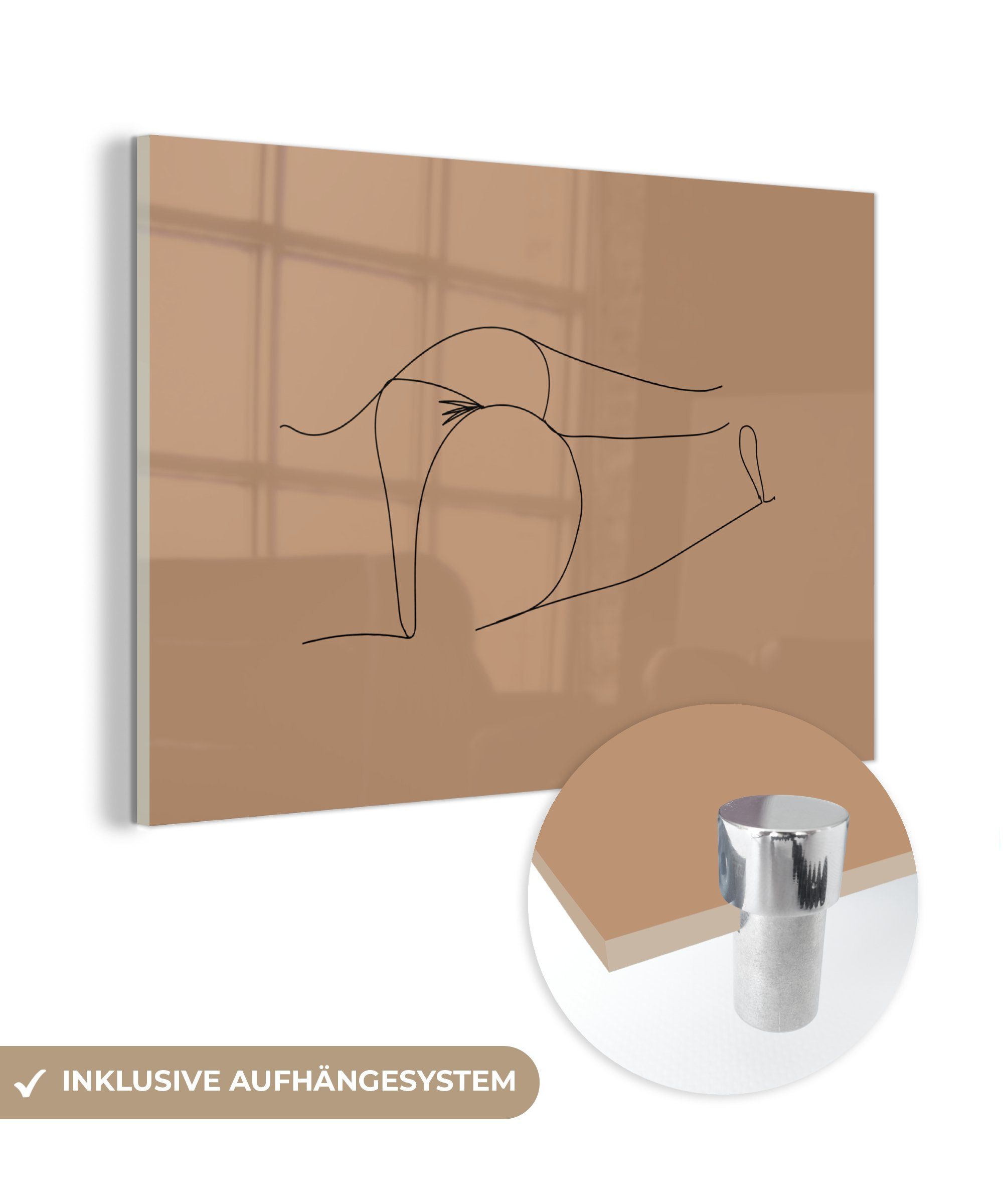 MuchoWow Acrylglasbild Linienkunst - Frau - Unterwäsche, (1 St), Acrylglasbilder Wohnzimmer & Schlafzimmer