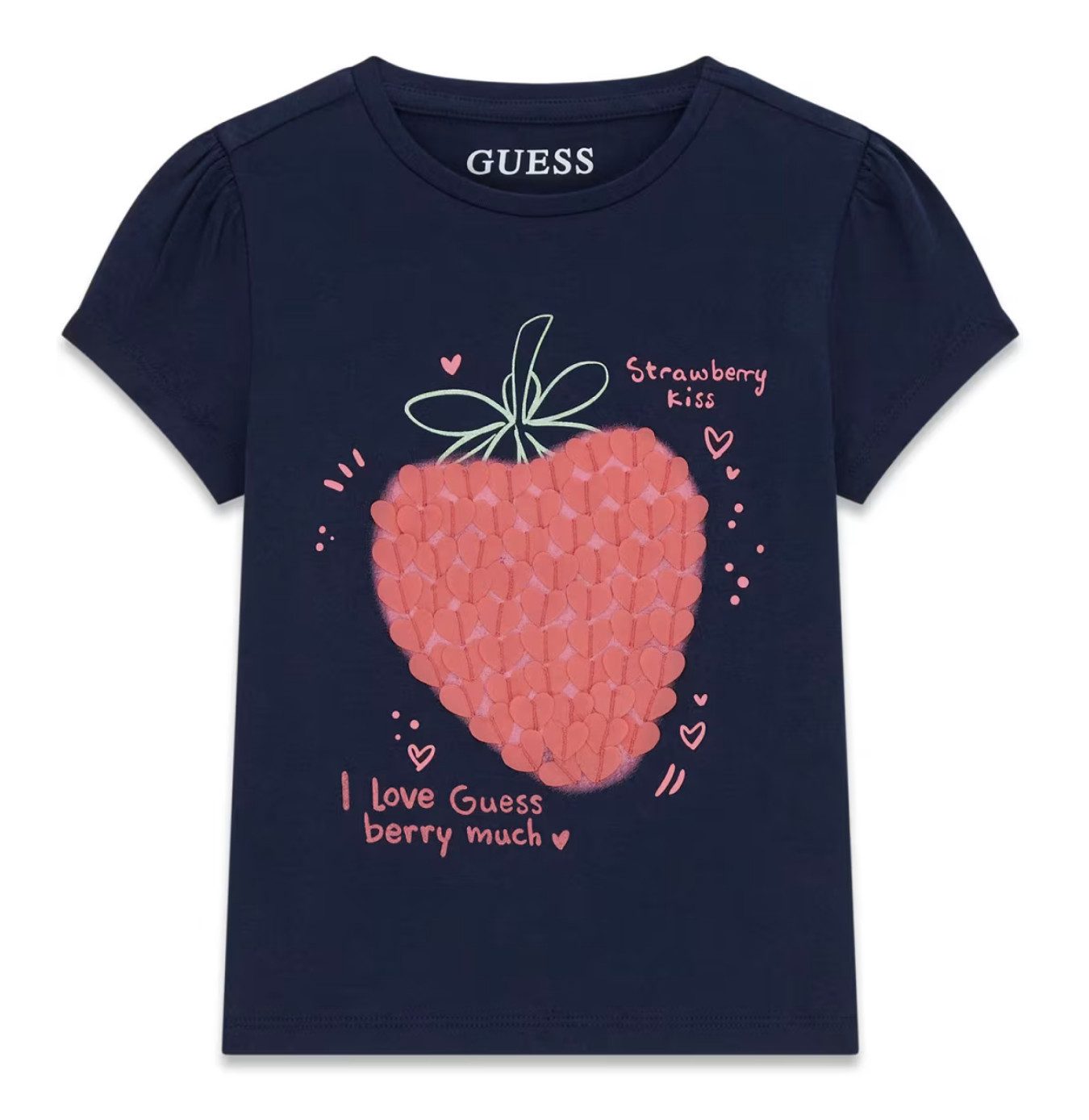 Guess Kids T-Shirt Guess T-Shirt für Mädchen mit Erdbeer-Print aus Baumwollmix