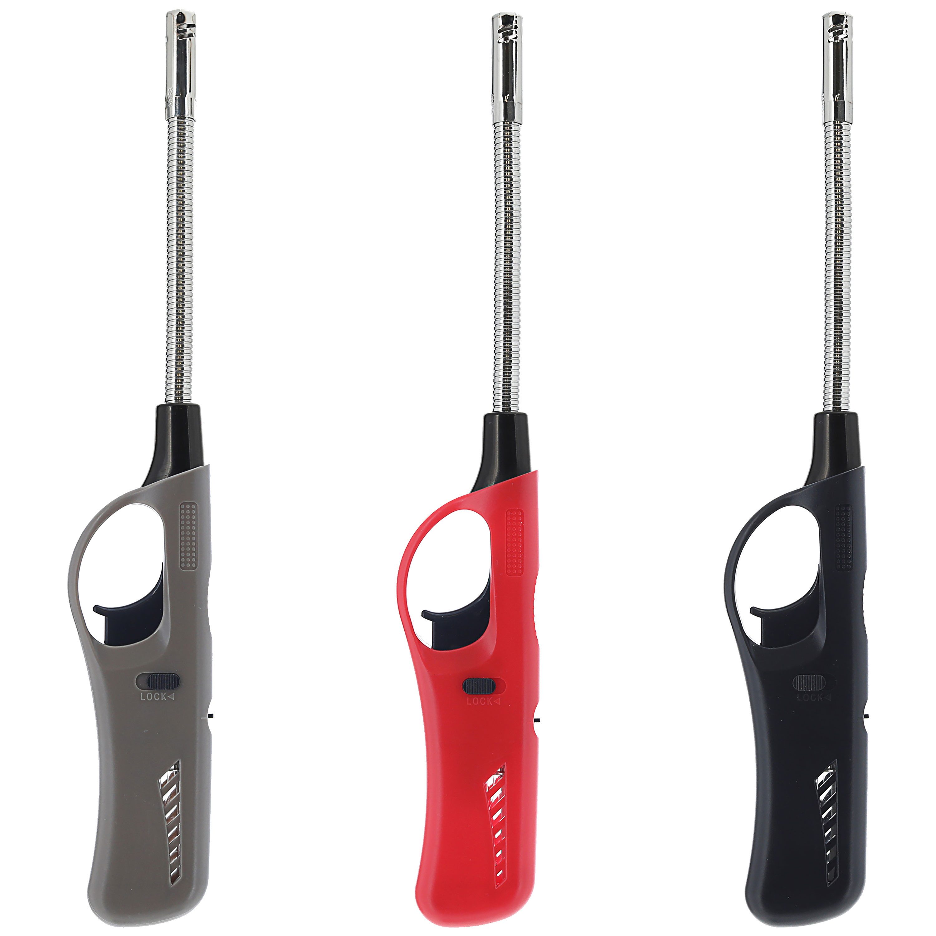 CEPEWA Feuerzeug Stabfeuerzeug 3er Set flexibel 3 Farben ABS Eisen 4,5x27x2cm füllbar – Bild 5 von 5