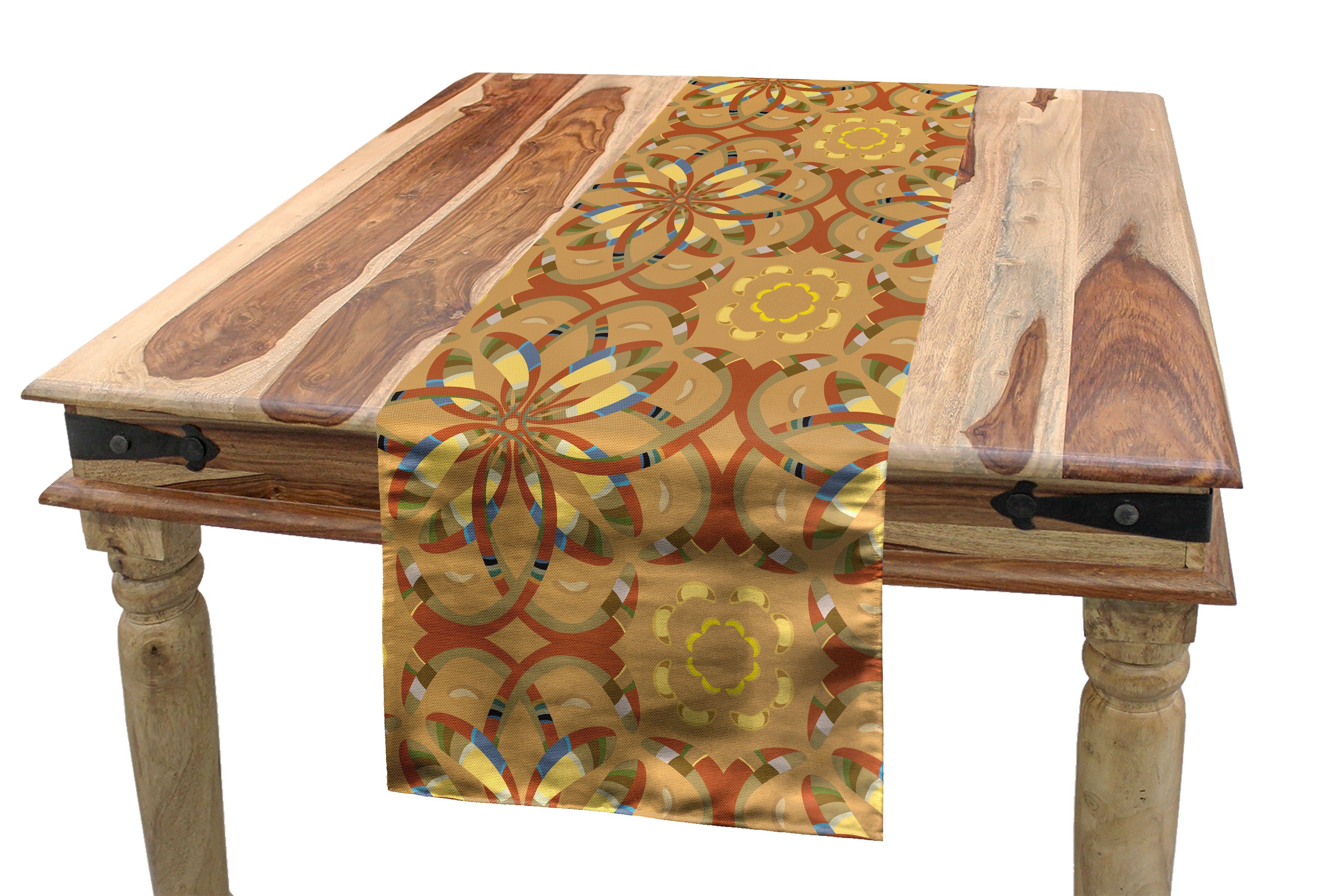 Afrikanische Tischläufer, Vintage Esszimmer Tischläufer Dekorativer Mittelalter-Motive Küche Rechteckiger Abakuhaus
