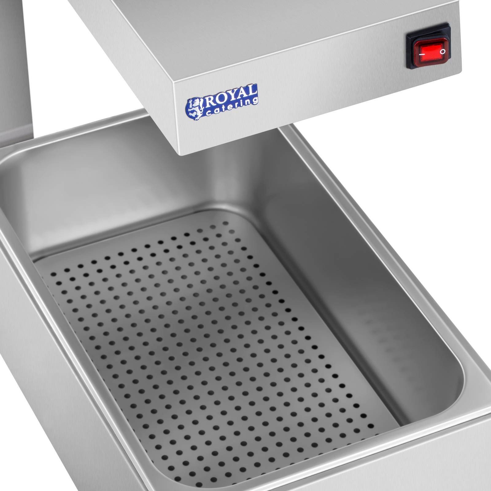 Royal Catering Speisenwärmer Wärmebrücke 500 W 20 l Pommeswärmer GN 1/1 Edelstahl Halogen 80 °C
