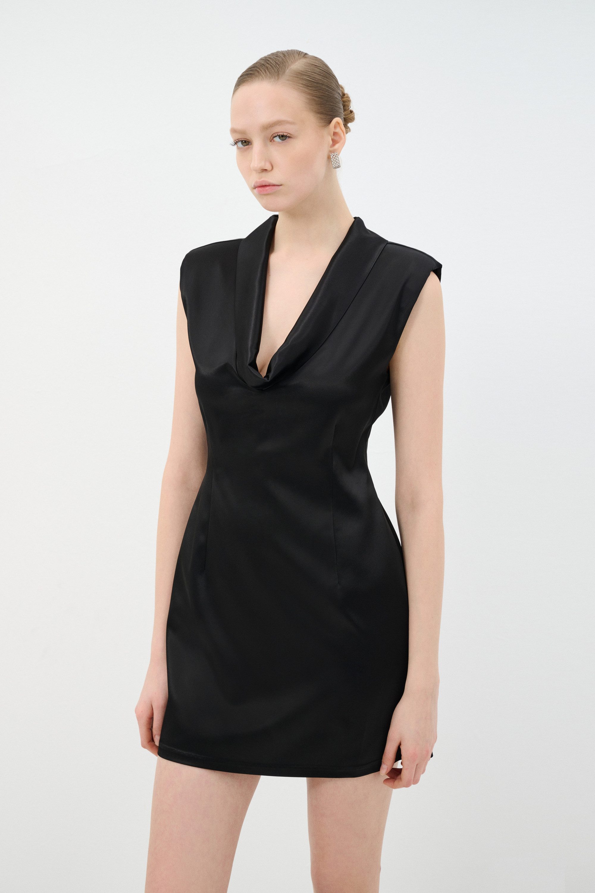 adL Cocktailkleid Satinkleid mit V-Ausschnitt