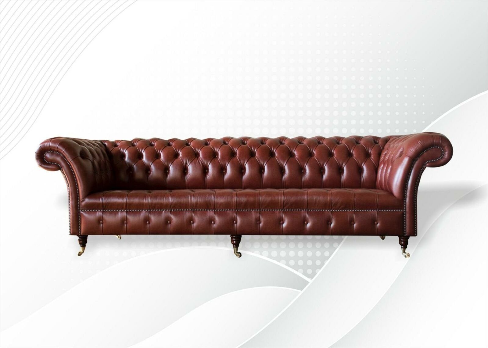 JVmoebel Chesterfield-Sofa Großes Braunes Chesterfield Sofa xxl 4-Sitzer Modern Ledermöbel Neu, Made in Europe