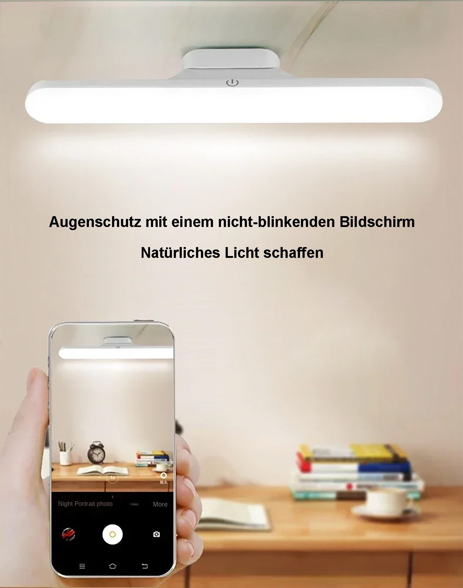OYLCDI Schreibtischlampe LED Tischlampen, LED Nachttischlampe,LED Unterbauleuchte, LED fest integriert, Drehbarer Winkel des Lichtkörpers, USB Wiederaufladbar Schranklicht, Kaltes Licht, natürliches Licht, warmes Licht, für Arbeitszimmer, Treppen, Küche, Wohnzimmer,usw.