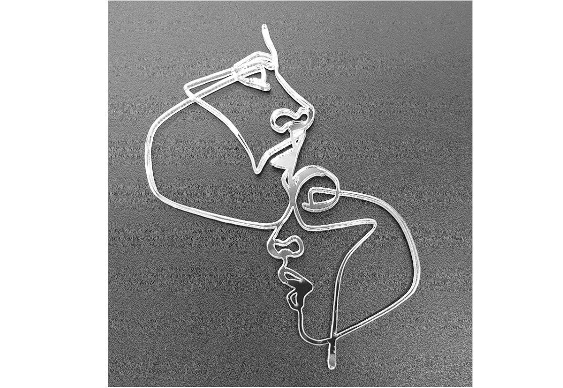 Festivalartikel Tortenstecker Eleganter Torten-Topper mit linearen Gesichtern - Gold/Silber