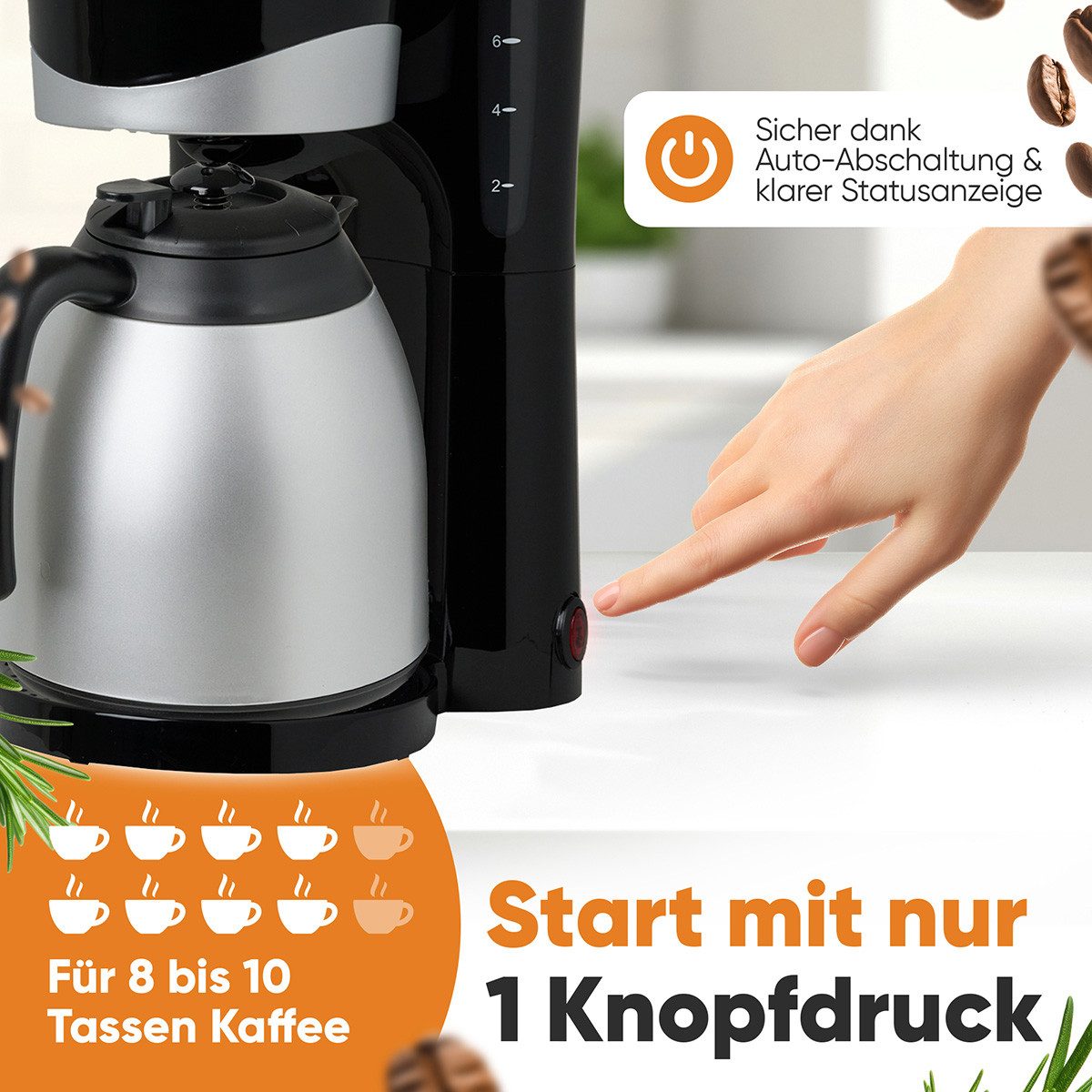 BOMANN Filterkaffeemaschine KA 168 CB, Kaffeemaschine mit Thermoskanne, für 8-10 Tassen