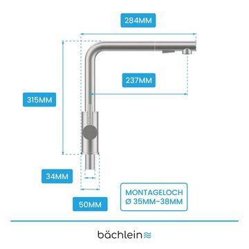 Bächlein Spültischarmatur Küchenarmatur Varvaro - ausziehbar