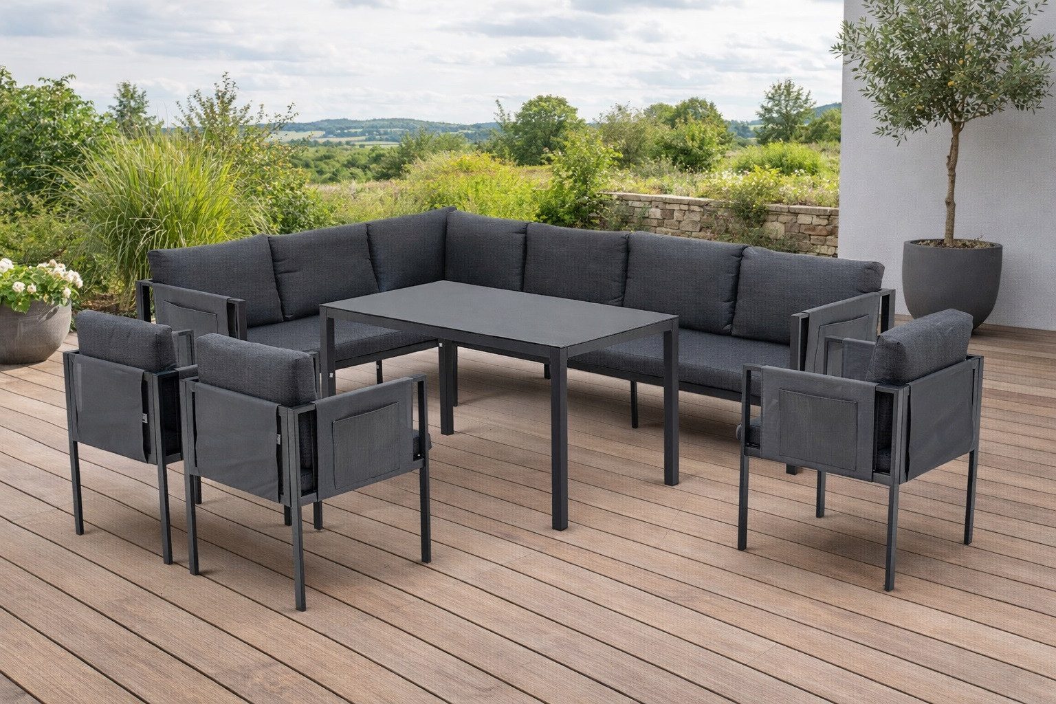 Gardissimo Gartenlounge-Set "Sorrent" / Gartenmöbelset / Outdoor / Dining Eck Lounge, wetterfest, inkl. 3 Sessel