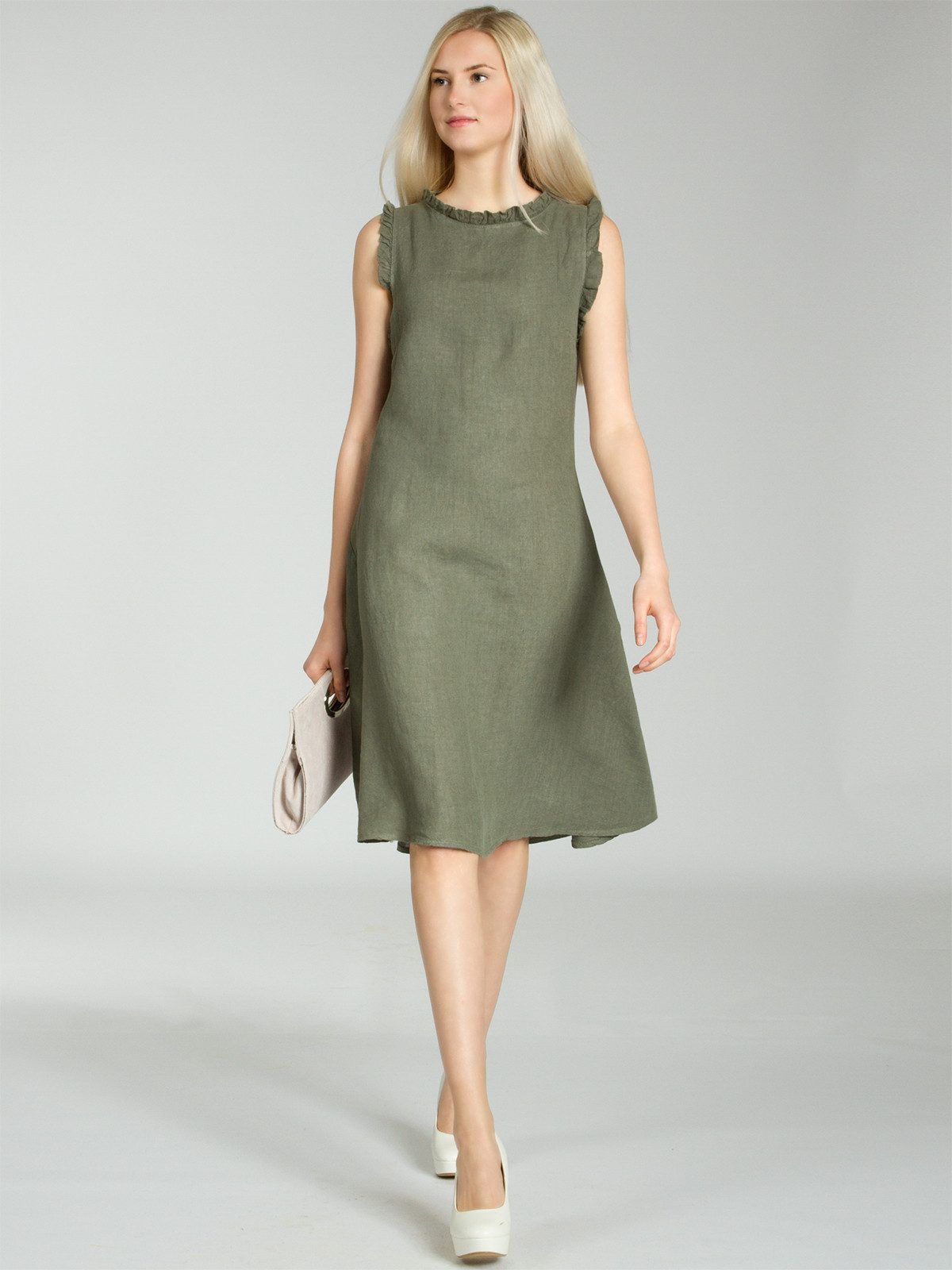 Caspar Sommerkleid SKL012 knielanges leichtes Damen Sommer Leinenkleid mit günstig online kaufen