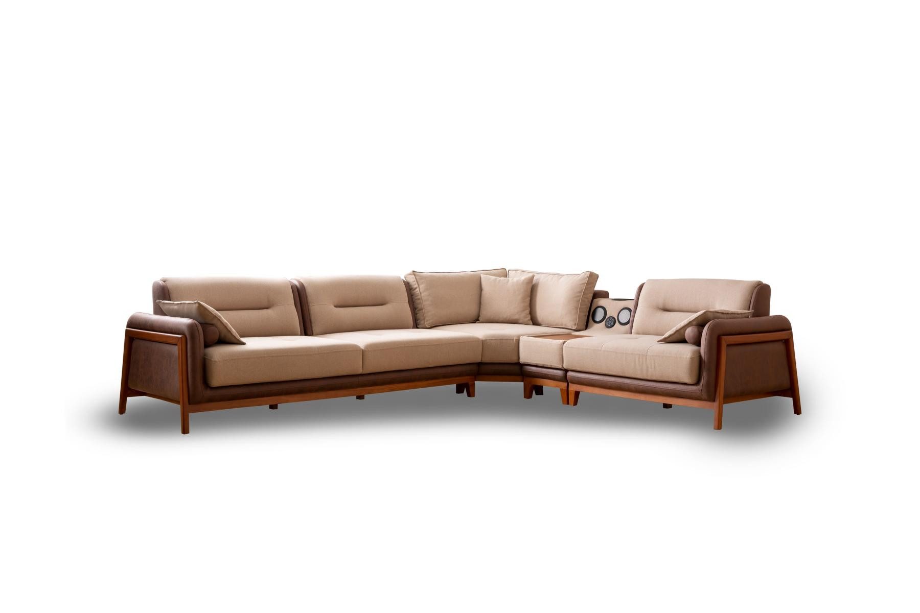 JVmoebel Ecksofa Beige Eckcouch für das Wohnzimmer – Multifunktionales Designmöbel, 1 Teile, Made in Europa