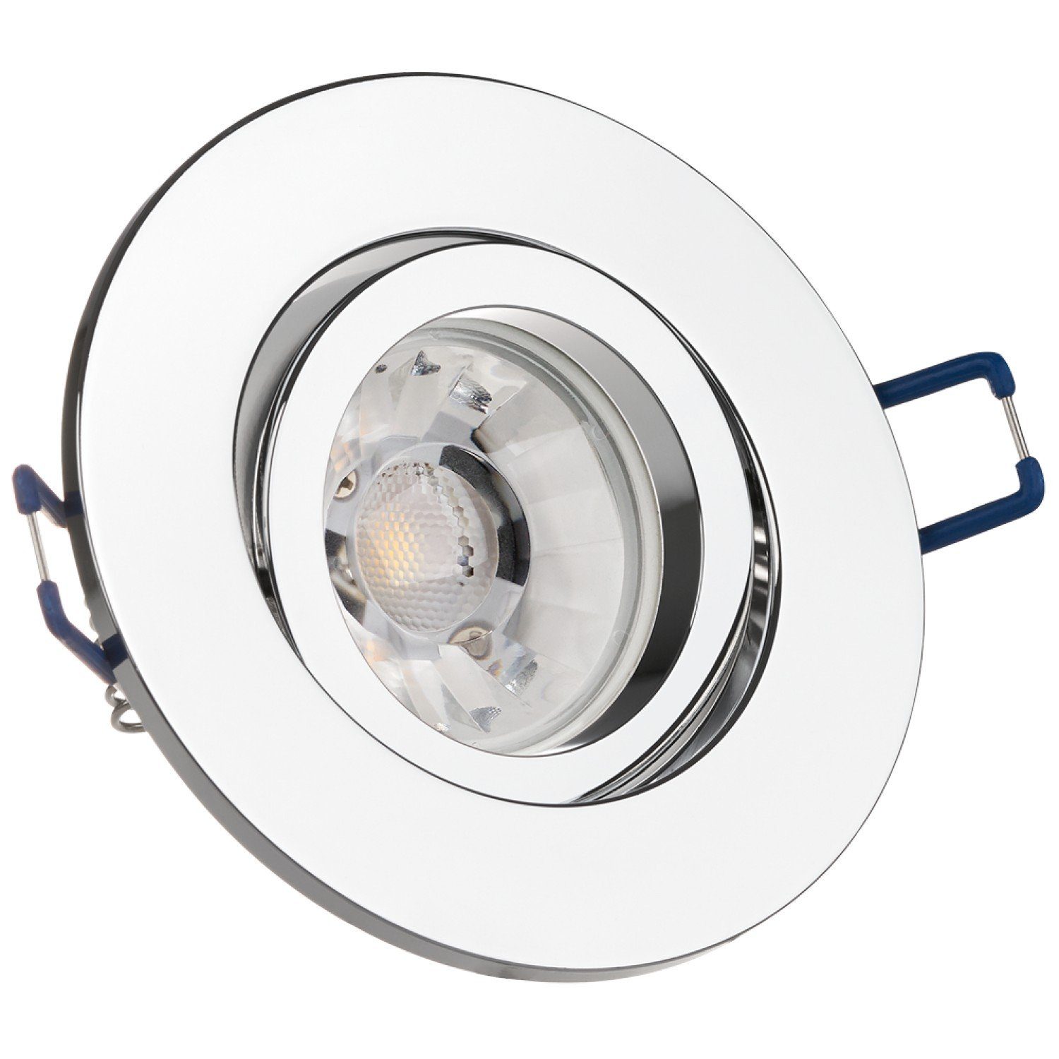 LEDANDO LED Einbaustrahler Einbaustrahler Set für die Spanndecke Chrom mit LED GU10 Markenstrahle | Strahler