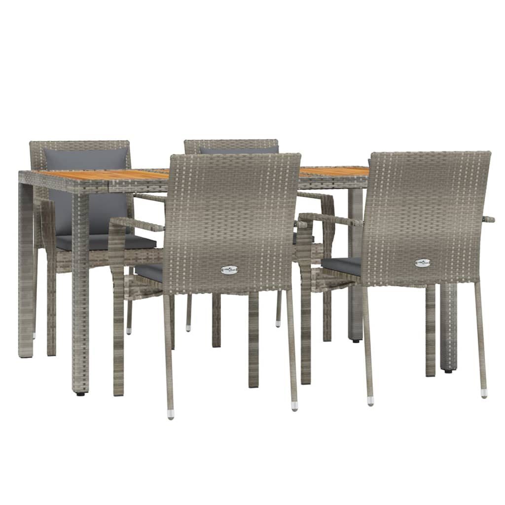 Garten-Essgruppe 5-tlg. Garten-Essgruppe mit Kissen Grau Poly Rattan