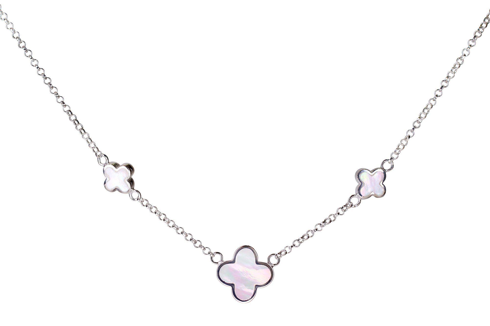 SILBERMOOS Statementkette Feines Kleeblatt-Collier mit Perlmutt, günstig online kaufen