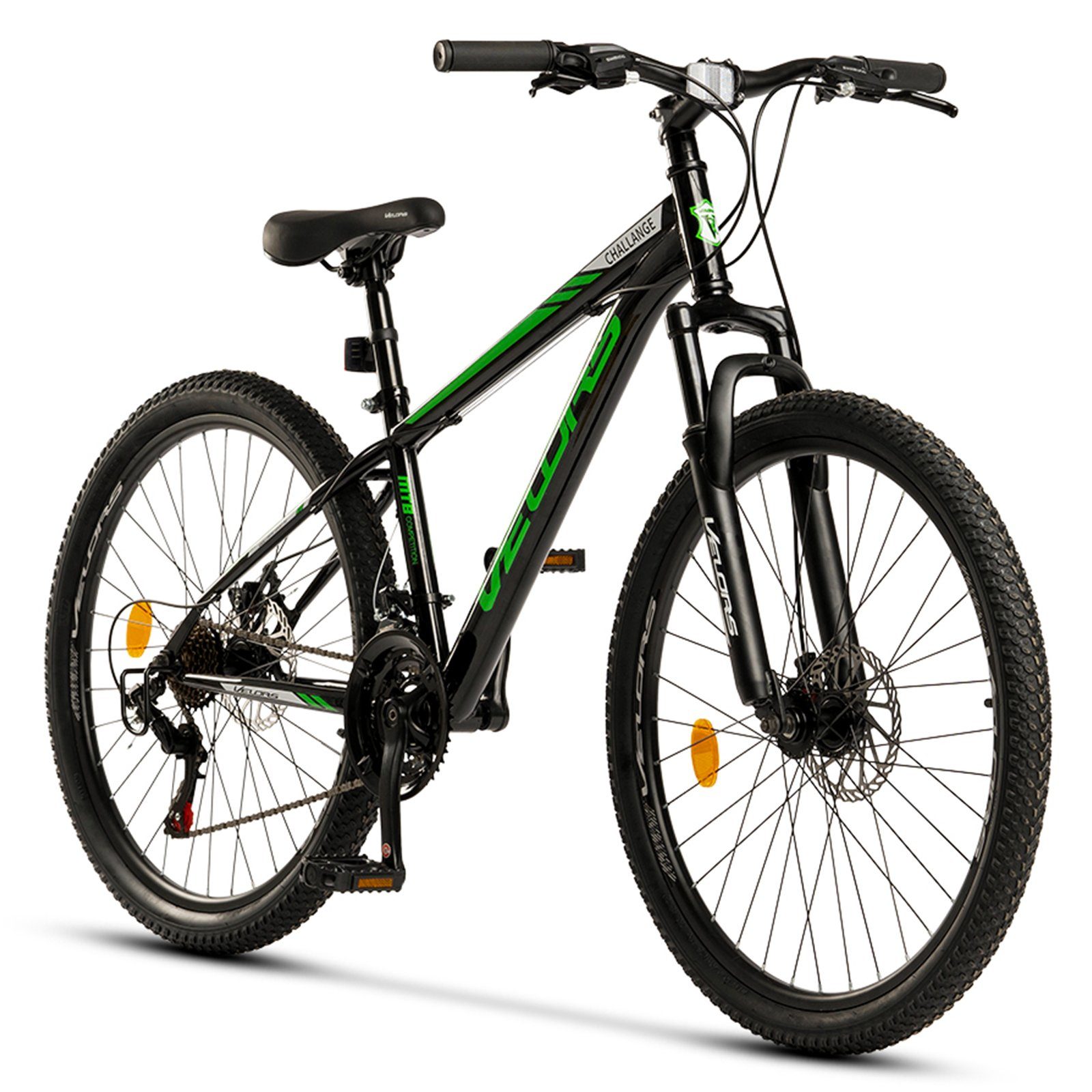 CARPAT SPORT Mountainbike 26 Zoll MTB für Damen Herren, 21 Gang Shimano, Kettenschaltung, Mechanische Scheibenbremse, Jugendfahrrad MTB Hardtail Fahrrad Schwarz/Grün