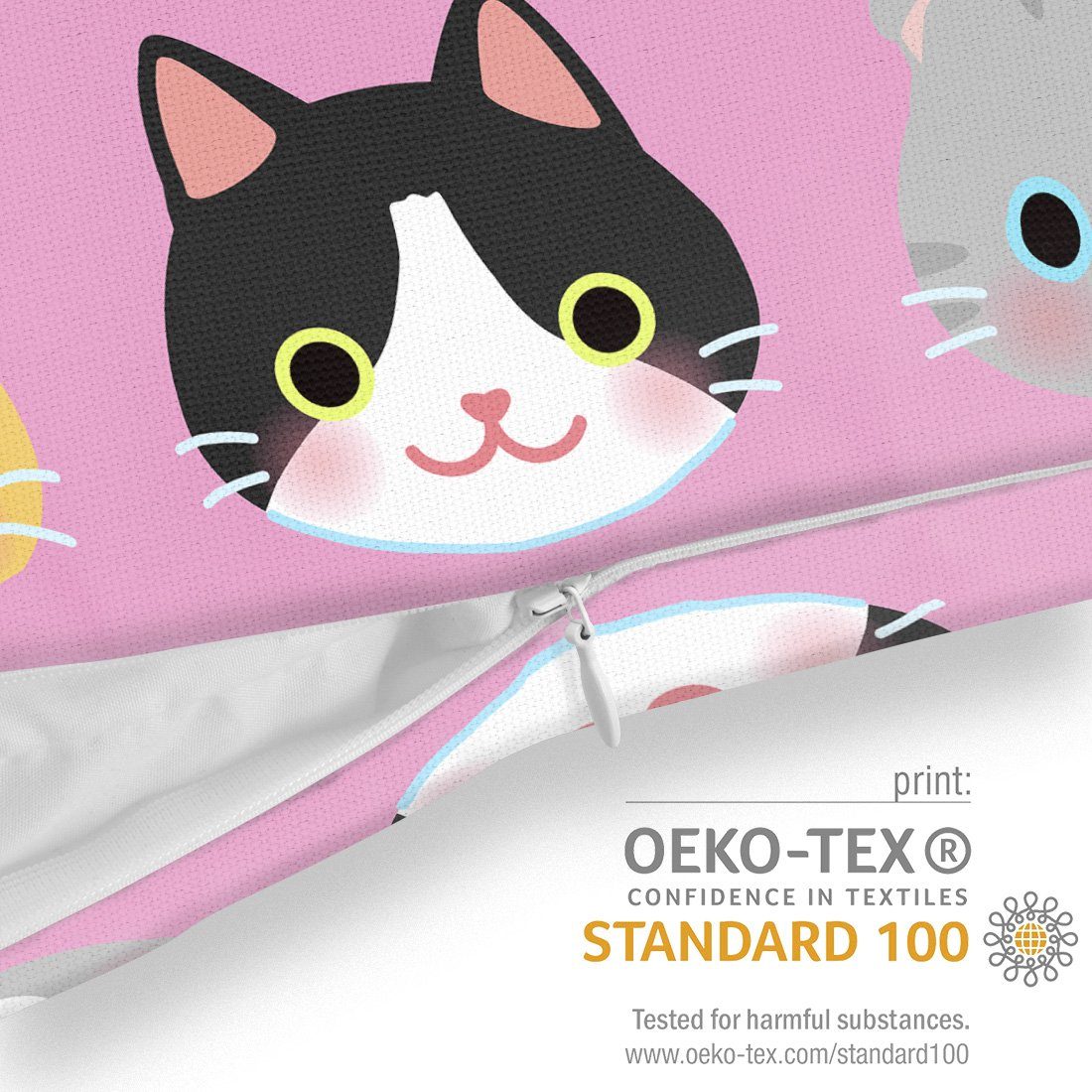 Anime Stück), Kinderzimm Katze Haustier Japan Kitty Katzen Kissenbezug, Kissenbezug VOID Spielzeug Sofa-Kissen (1 Kinder