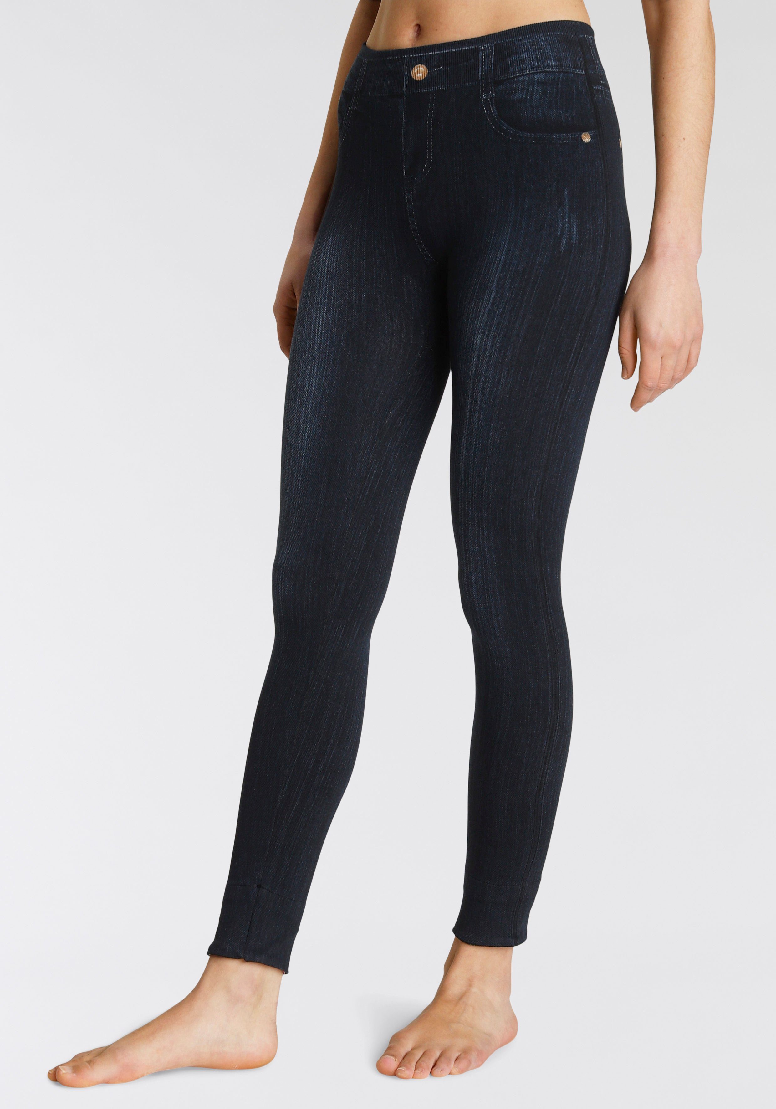 Buffalo Jeansleggings in Denim-Look mit bunten Umschlagbündchen, Jeggings