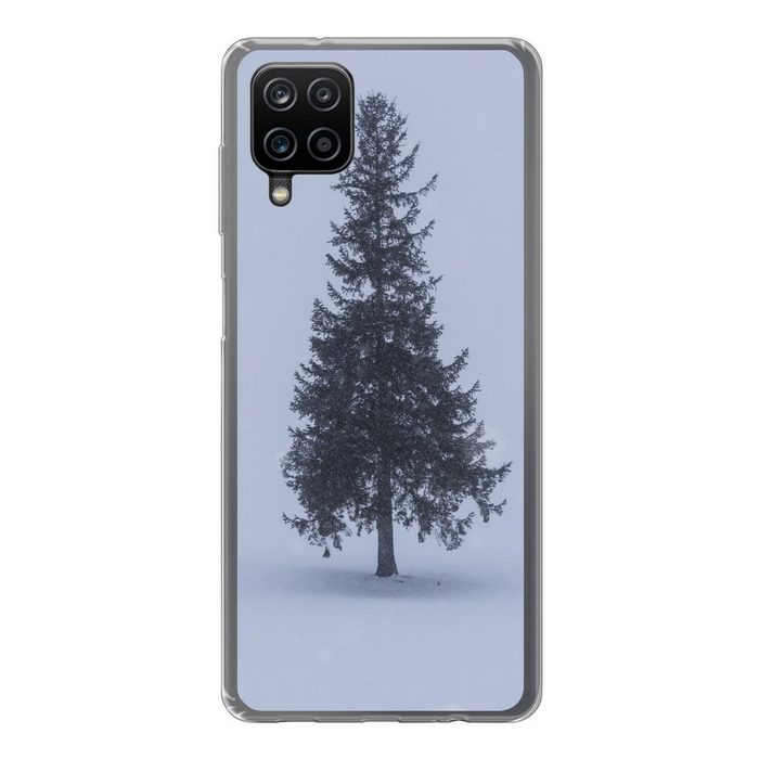 MuchoWow Handyhülle Ein Tannenbaum auf weißer Leere Handyhülle Samsung Galaxy A12 Smartphone-Bumper Print Handy