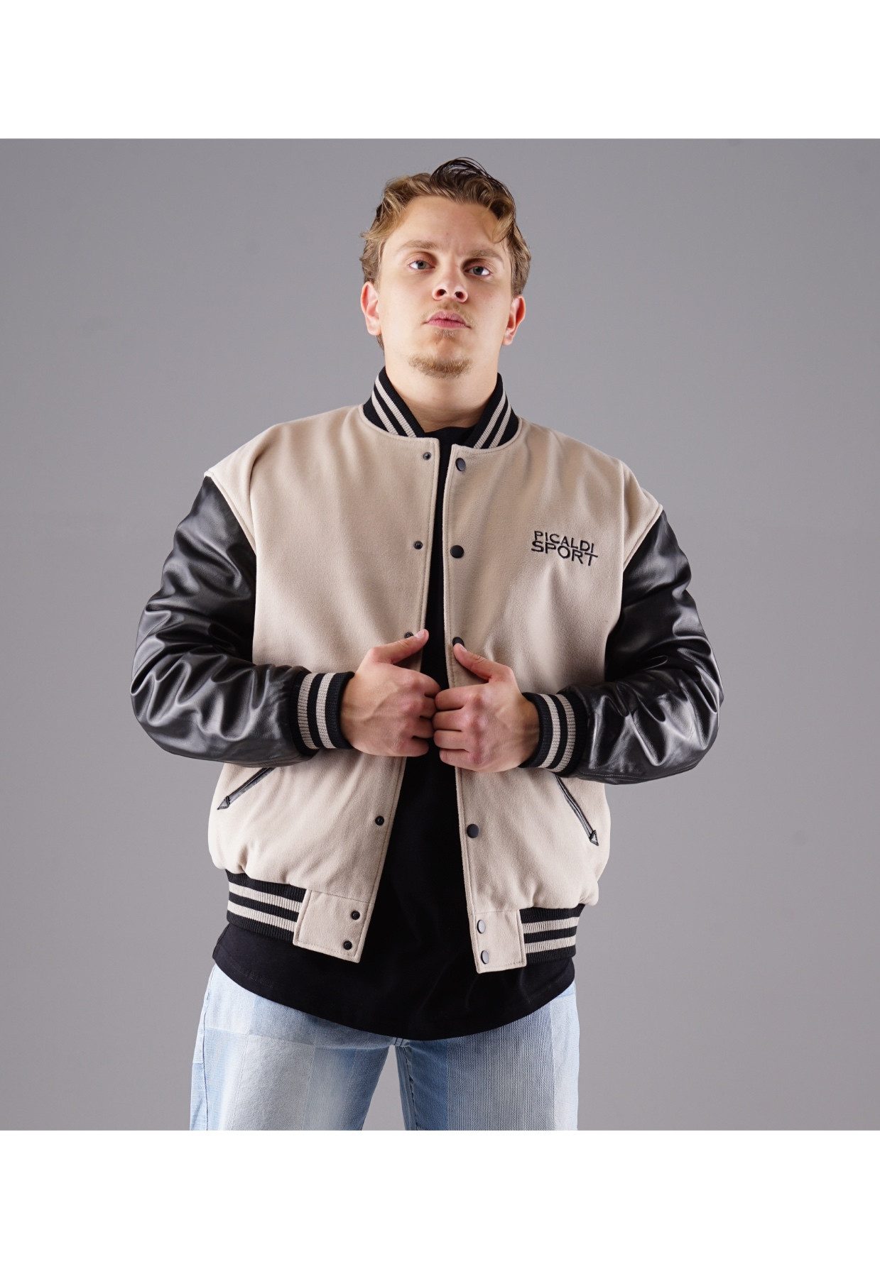 PICALDI Jeans Collegejacke TIGER Ärmel aus Echtleder