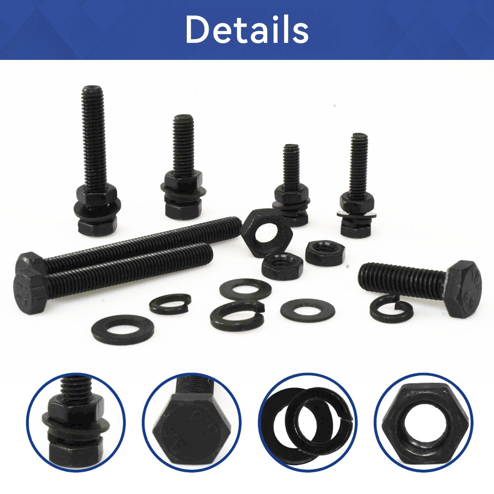 Natsen Schrauben-Set, (528 St), Unterlegscheiden M5 M4 Edelstahl Schwarz Schrauben Sortiment, Sechskantschrauben 528pcs Muttern, M6