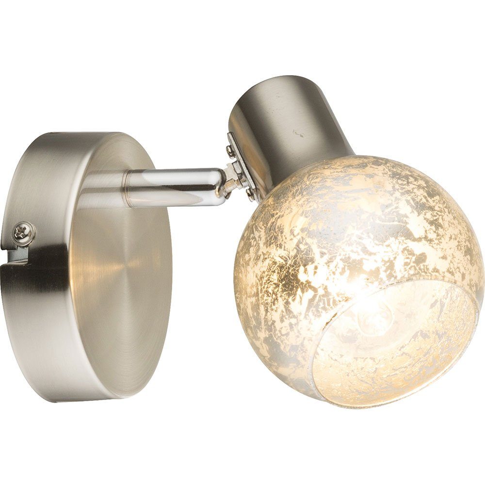 Globo Wandleuchte, Leuchtmittel nicht inklusive, Wandstrahler Wandlampe Silber Schalter Glas beweglich H 11,5 cm
