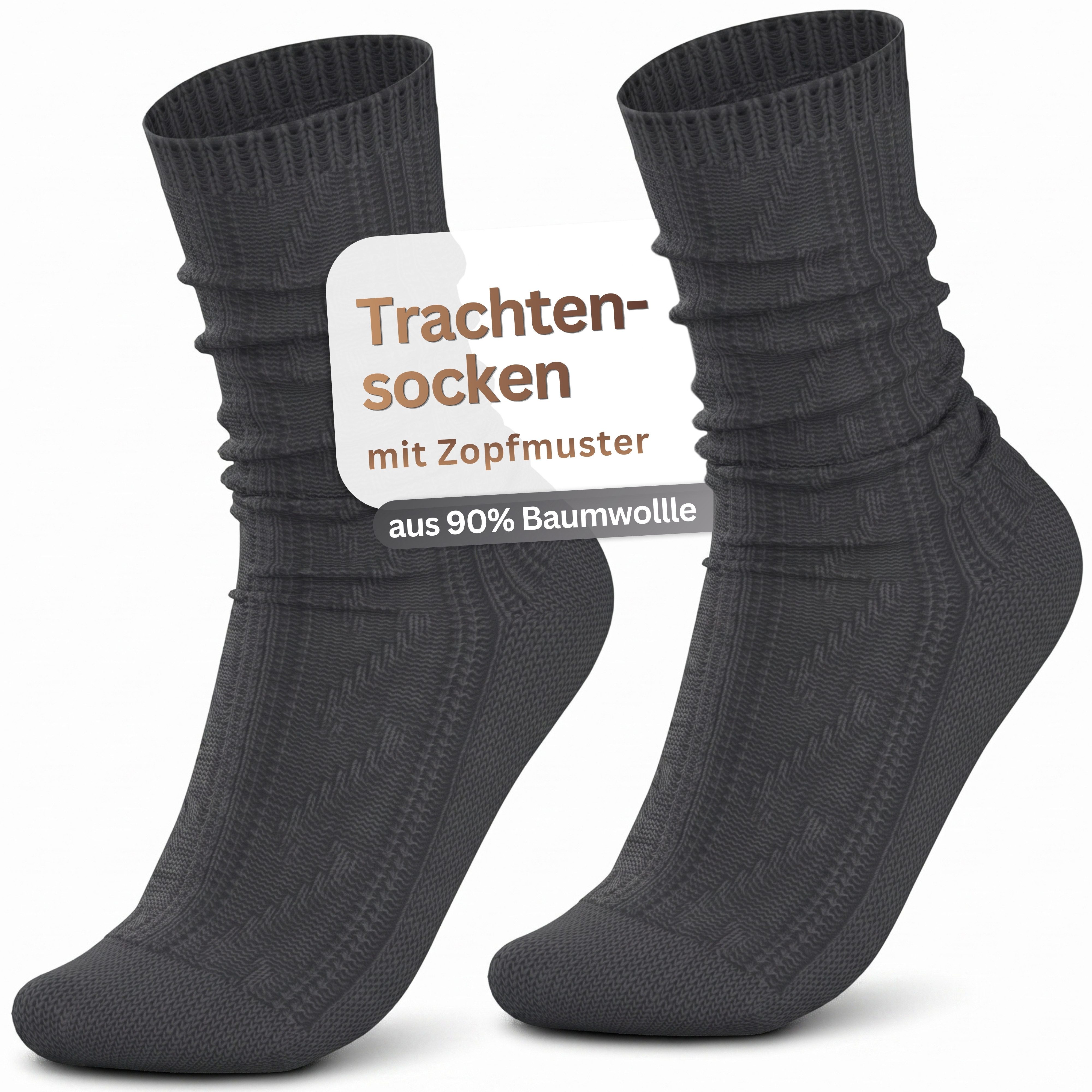 MEDOLY Trachtensocken Schoppersocke aus 90% Baumwolle Trachtenstrümpfe (1 Paar) mit Zopfmuster