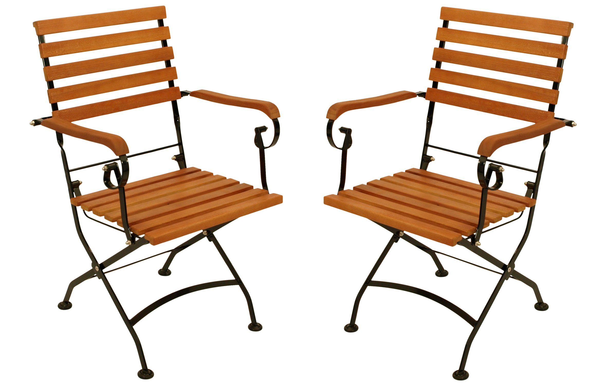 DEGAMO Gartenstuhl HOFGARTEN (2 St), Flachstahl shcwarz, Belattung Eukalypt günstig online kaufen