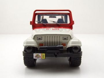 JADA Modellauto Jeep Wrangler 1992 weiß rot Jurassic World Modellauto 1:24 Jada Toys, Maßstab 1:24