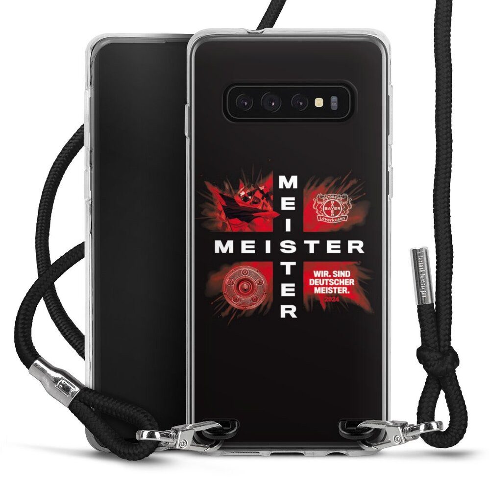 DeinDesign Handyhülle Bayer 04 Leverkusen Meister Offizielles Lizenzprodukt, Samsung Galaxy S10 Plus Handykette Hülle mit Band Case zum Umhängen