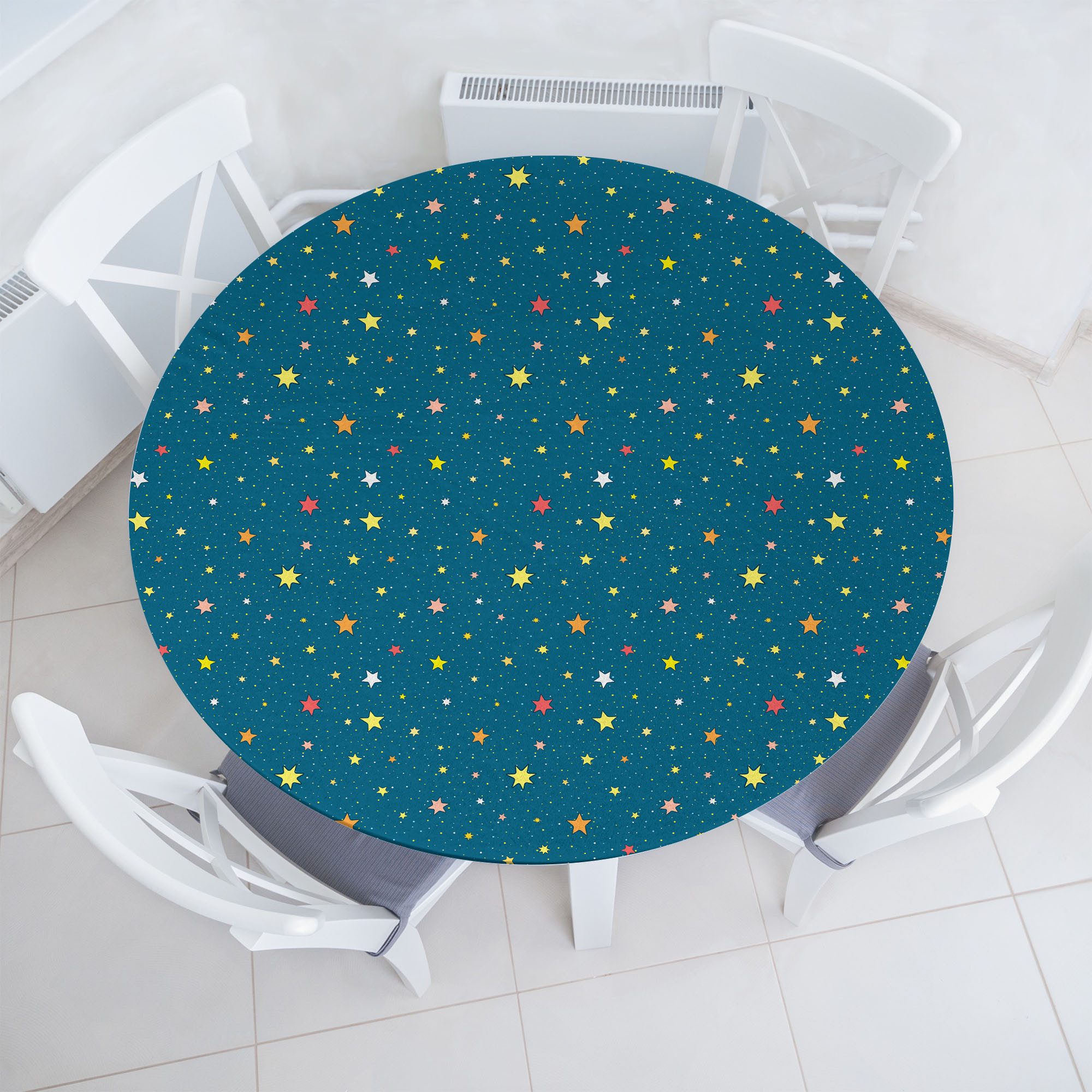 Abakuhaus Tischdecke Rundum-elastische Stofftischdecke, Nachthimmel Bunte kleine Sparks