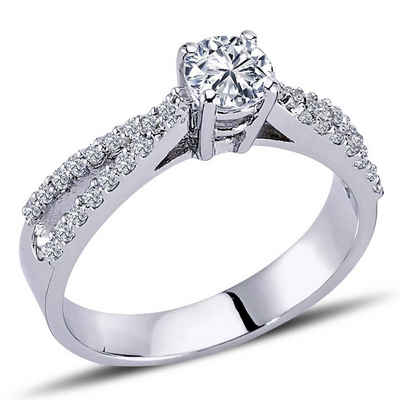 EinStein Diamant Diamantring 0,60 Carat Diamant Solitär Ring Antragsring Weißgold, Diamant