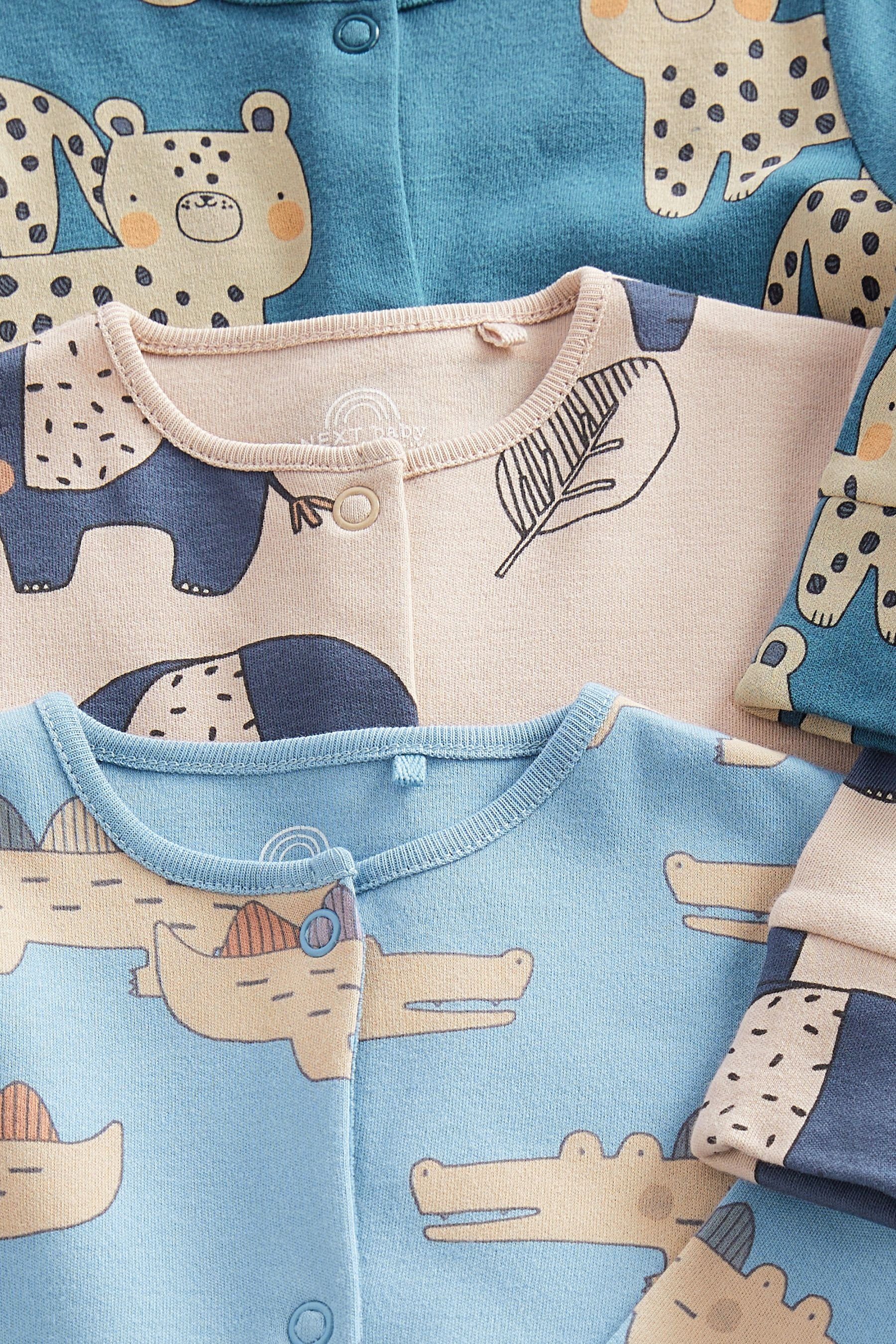 (3-tlg) Next Schlafoverall Blue Babyschlafanzüge, 3er-Pack Gerippte