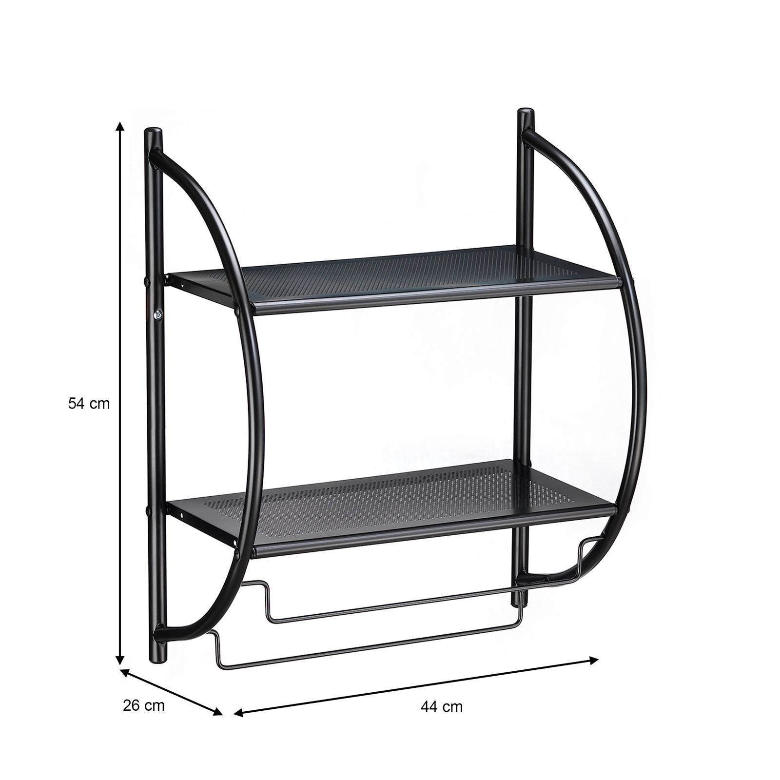 IDIMEX Standregal JANINE, Badregal Wandregal Regal Wand- Handtuchhalter Metall 2 Ablagen schwarz