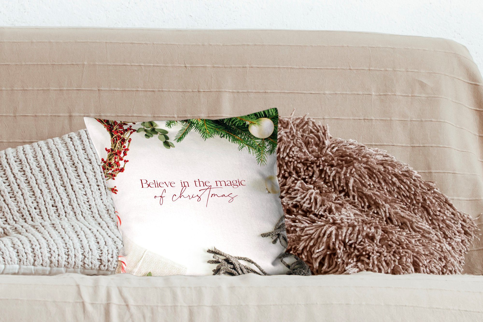 für Füllung - - Magie, Sofakissen mit Wohzimmer, Deko, Schlafzimmer, Zierkissen Dekokissen Weihnachten Winter MuchoWow