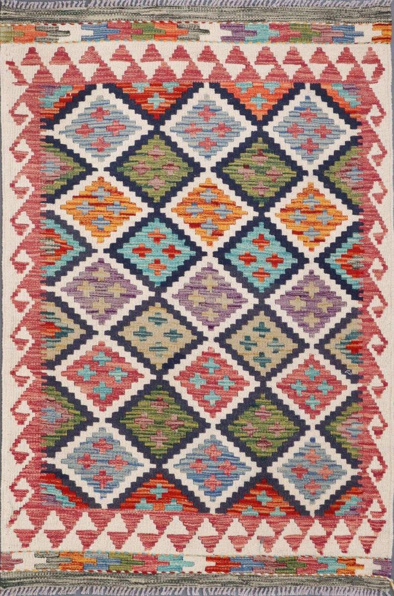 Orientteppich Kelim Afghan Handgewebter mm Höhe: Orientteppich, 88x127 Nain rechteckig, 3 Trading