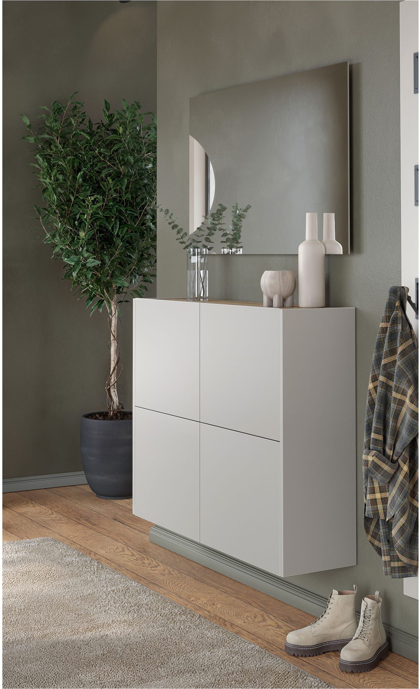 GERMANIA Garderoben-Set GW-Binetto, (2-St), mehrteiliges Set mit Schuhschrank und eckigem Spiegel